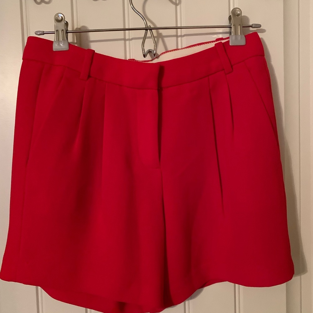J Crew red pleated trouser shorts